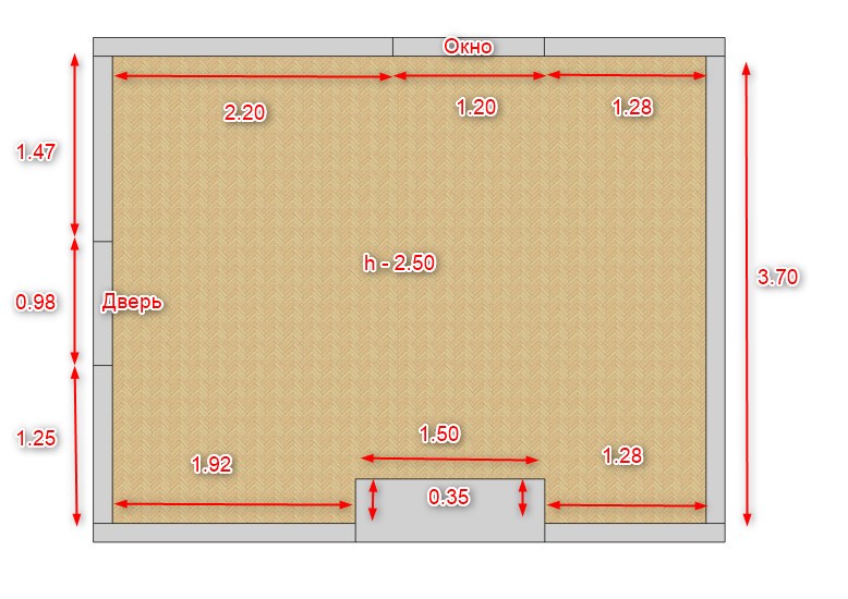 План помещения с указанием размеров в метрах