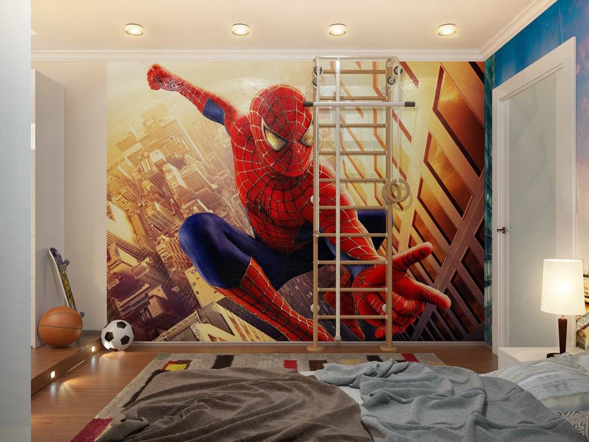 Обои в комнату для мальчику и обещанный мультяшный герой человек паук